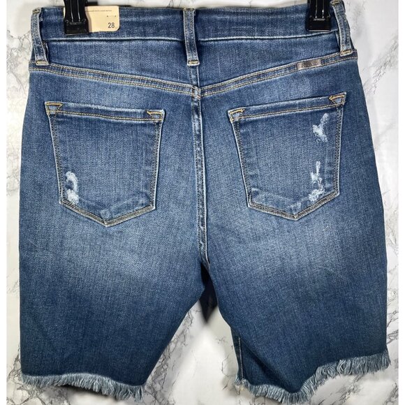 KanCan Womens Denim High Rise Bermuda Shorts Size 28 waist Distressed Frayed Hem - Picture 3 of 6